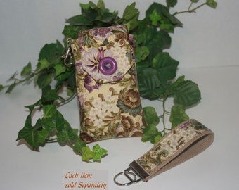 Handmade Fabric Phone Purse with Swivel Clasp, Floral iPhone Samsung Case, Custom phone case