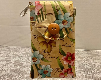 Etui na telefon z materiału w kwiaty, zapięcie magnetyczne, zapięcie na homara, etui na telefon wykonane na zamówienie