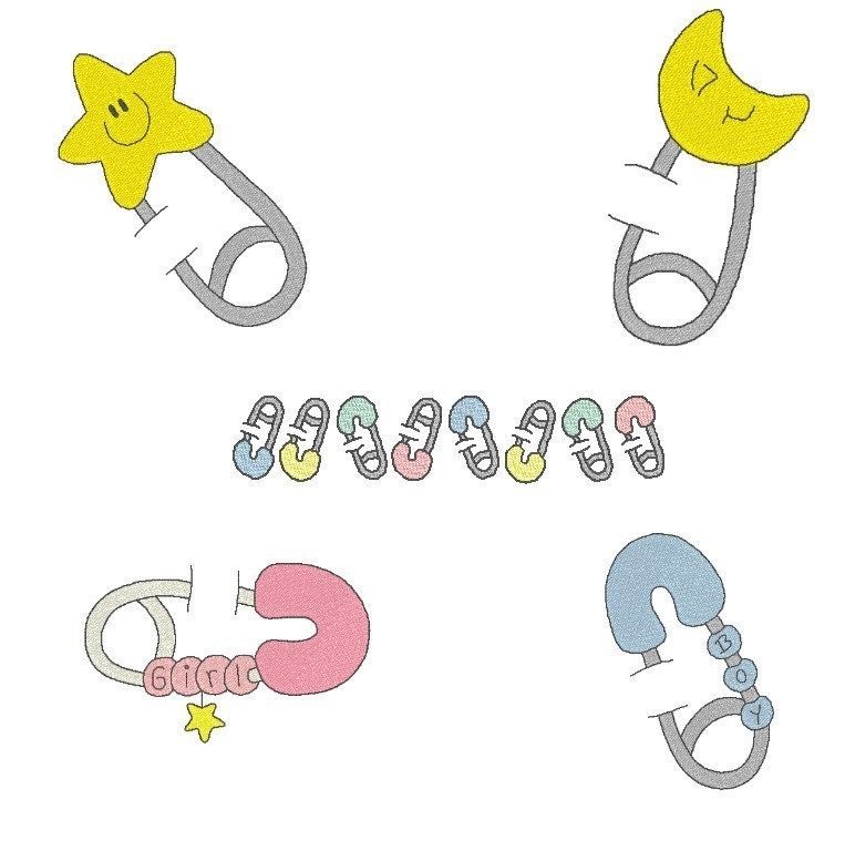 Embroidery Designs Instant Download Baby Pins Machine Etsy