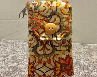 Handmade Fabric Phone Case, Magnetic Snap, Floral Design, Custom made phone case