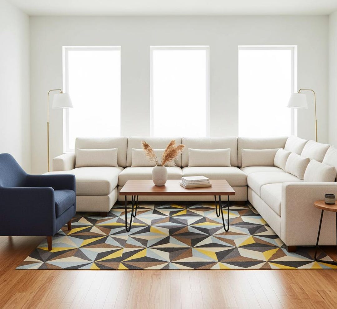 Hand-tufted Wool Rug | Modern Geometric Triangle Pattern - Etsy