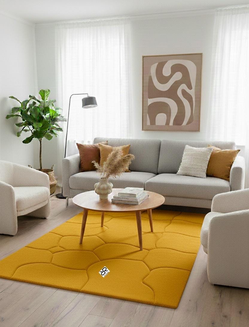 Moss Green Pebble Rug | 3D Textured Organic Hand Tufted Carpet | Modern ...