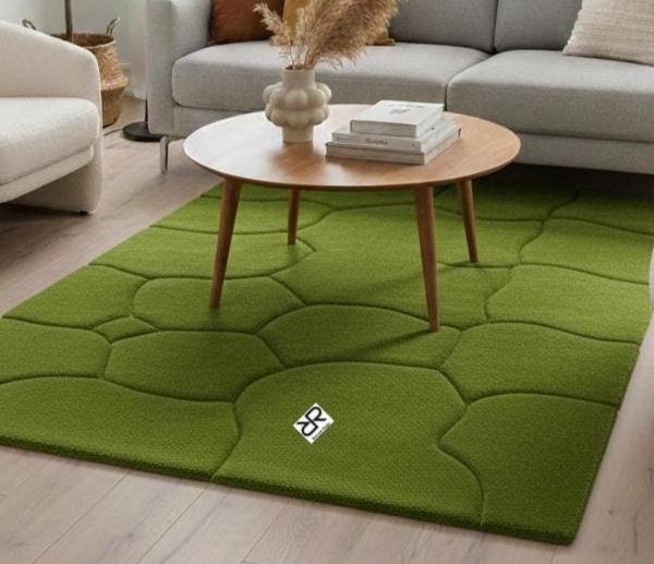 Moss Green Pebble Rug | 3D Textured Organic Hand Tufted Carpet | Modern ...
