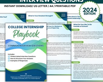 College Internship Questions | Interview Prep | College Planner | Academic Planner | College Application Planner | College Graduate Gift