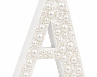 Letra decorativa de perlas personalizada, letra de madera independiente, decoración de mesa de boda, letrero para despedida de soltera, inicial personalizada