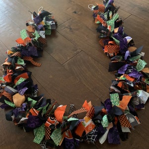Halloween fabric garland in purples, orannges, blacks, lime green, etc- Mantle decor