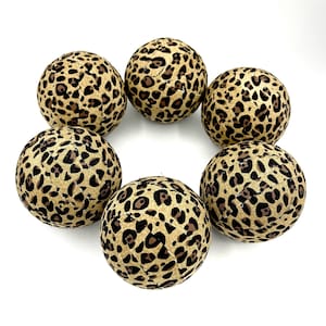 Leopard print fabric wrapped balls- bowl filler set- decorative balls Set of 6, Styrofoam Balls Covered – Jungle Animal Print Home Décor