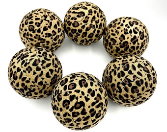 Leopard print fabric wrapped balls- bowl filler set- decorative balls
