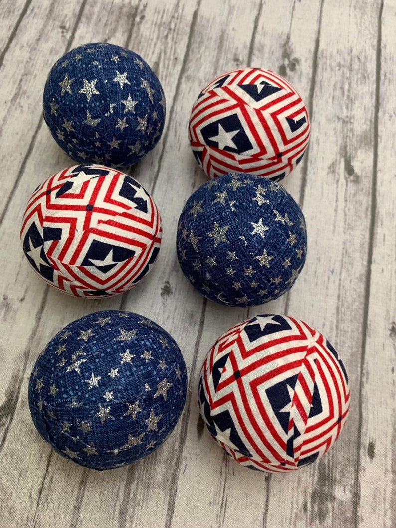 Patriotic Patterns Fabric Wrapped Balls Bowl Filller Orb Set Etsy