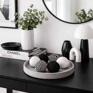 Black White Rope Wrapped balls-bowl filler set of 6- home table decor- decorative balls image 1