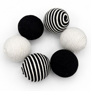 Black White Rope Wrapped balls-bowl filler set of 6- home table decor- decorative balls image 2