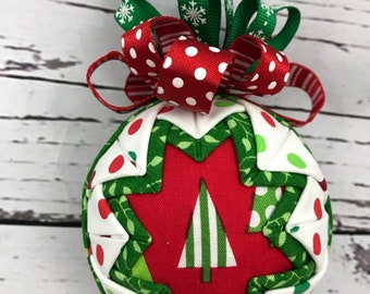 READY TO SHIP Triangle Tree Christmas quilted ornament