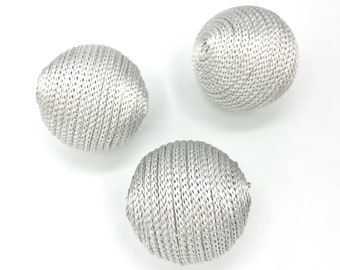 Silver Grey Gray  rope wrapped balls- trendy bowl filler set - decorative balls or ornaments