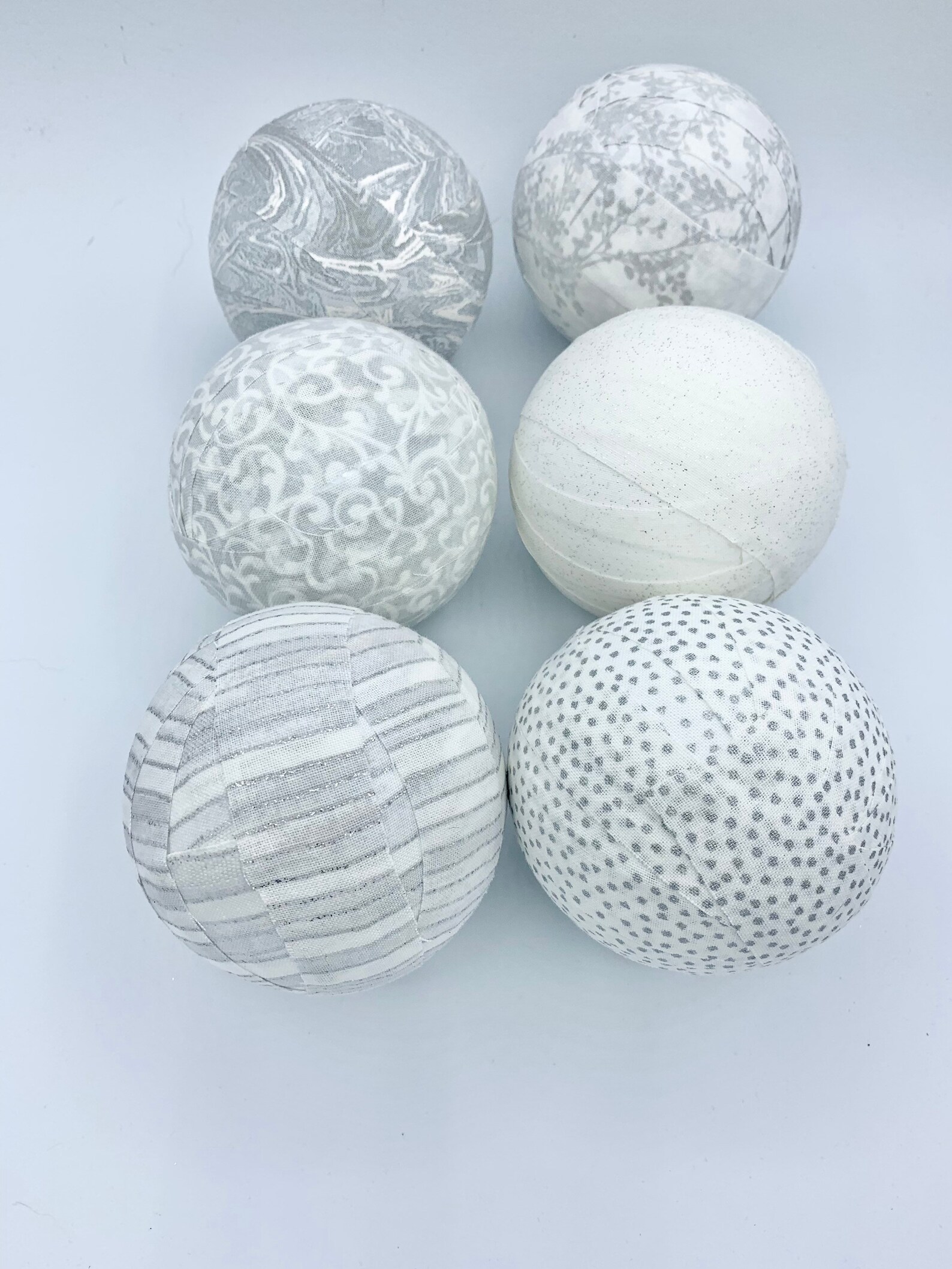 3 White Grey Fabric Wrapped Balls Farmhouse Home Decor Bowl Etsy