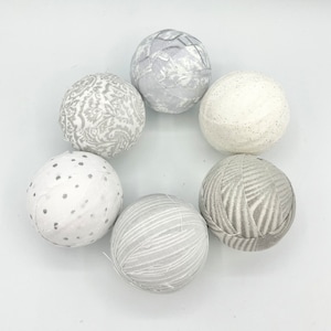 2” White Grey Silver Fabric Wrapped Balls- Gray White Bowl Filler Orb ...