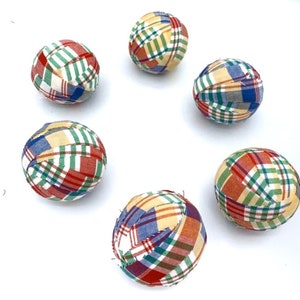 Summer Plaid fabric wrapped balls - bowl filler orb set - decorative balls