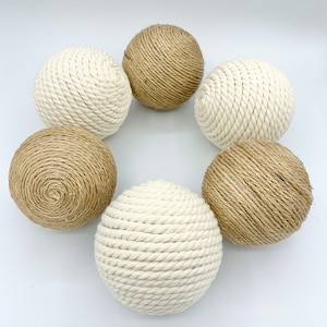 Cream and Jute Rope bowl filler orb set- trendy home decorative balls