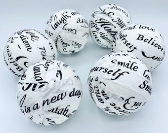 Words of hope fabric wrapped balls- black white buffalo check option- bowl filler set orb - decorative balls