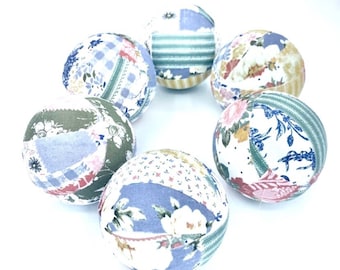 Old Victorian quilt fabric wrapped balls- mother’s day bowl filler orb set- decorative balls