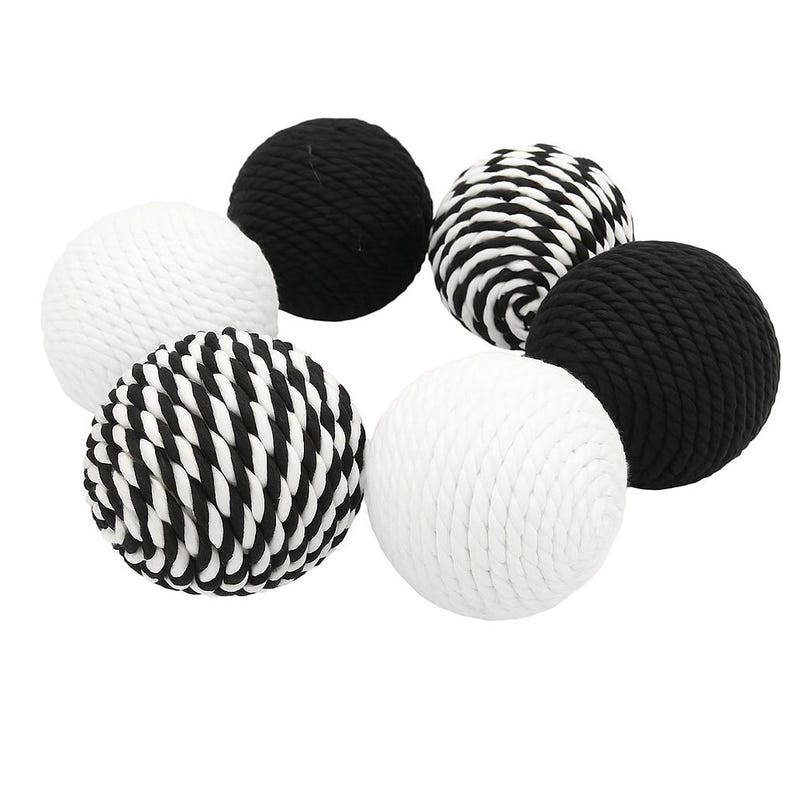 Black White Rope Wrapped balls-bowl filler set of 6- home table decor- decorative balls image 4