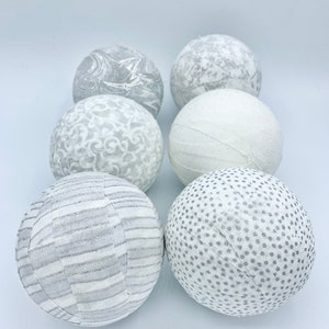3” White Grey Fabric Wrapped Balls- Farmhouse Home Decor Bowl Filler ...