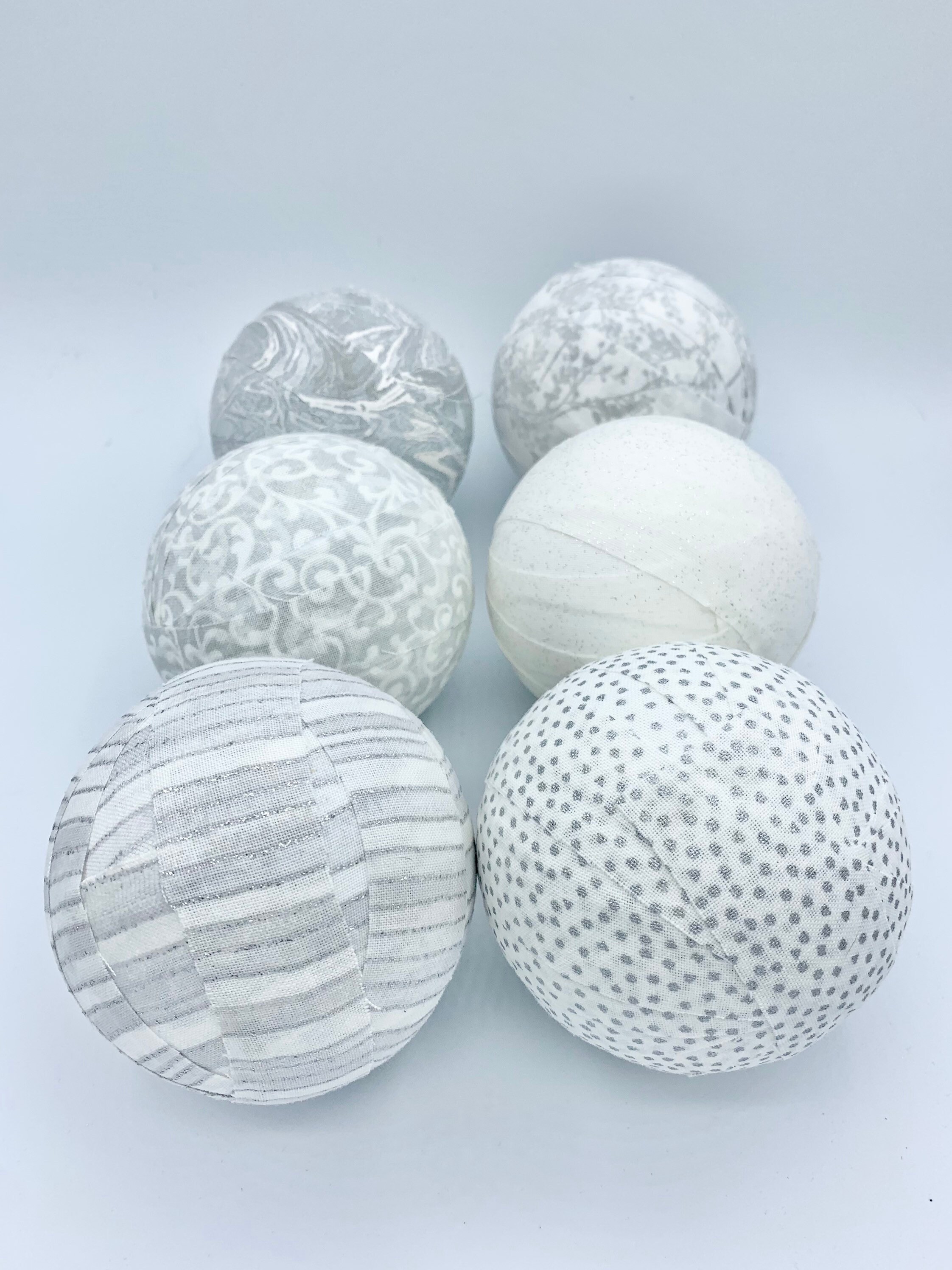 3 white grey fabric wrapped balls farmhouse home decor bowl Etsy