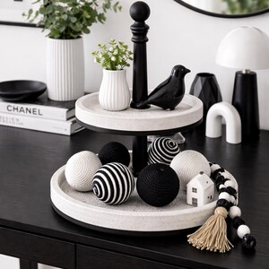 Black White Rope Wrapped balls-bowl filler set of 6- home table decor- decorative balls image 6