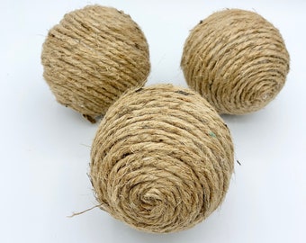 3” jute rope wrapped balls set - bowl filler - decorative balls