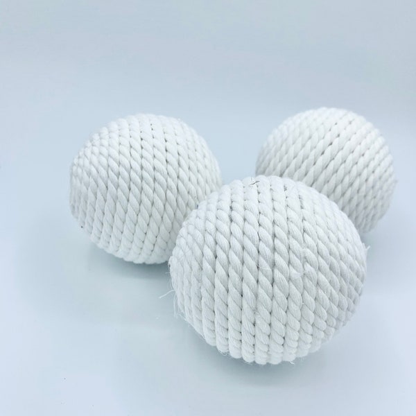 3 Rope wrapped decor balls- trendy bowl filler set - decorative balls- choose size and color
