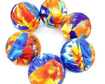 Tie Dye combo fabric wrapped irb bowl fillers set - decorative balls
