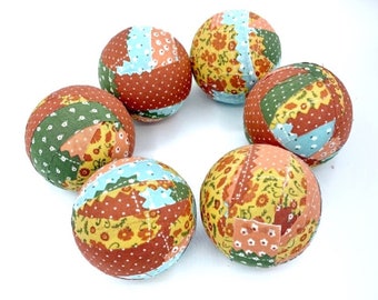 Patches of Fall fabric wrapped balls-autumn bowl filler set- decorative balls