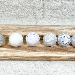 2” White Grey Silver Fabric Wrapped Balls- Gray White Bowl Filler Orb ...