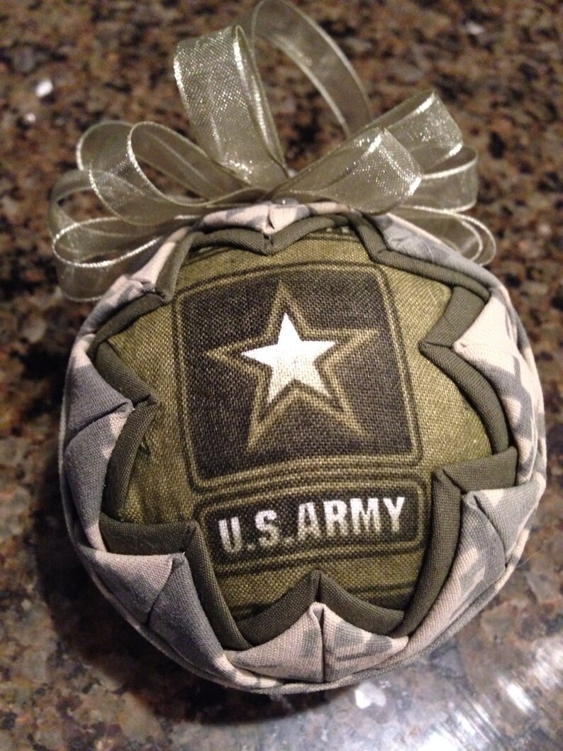Army Fabric Quilted Ornament ball military Christmas gift Etsy