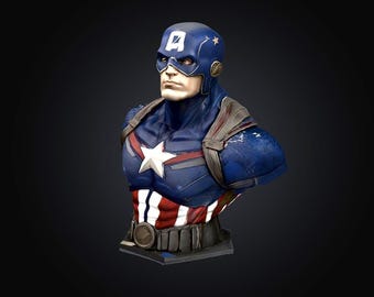 Captain America 3D Model | STL + Textured OBJ Files | Printable Superhero Figure for 3D Printing, Collectibles, and Digital Art
