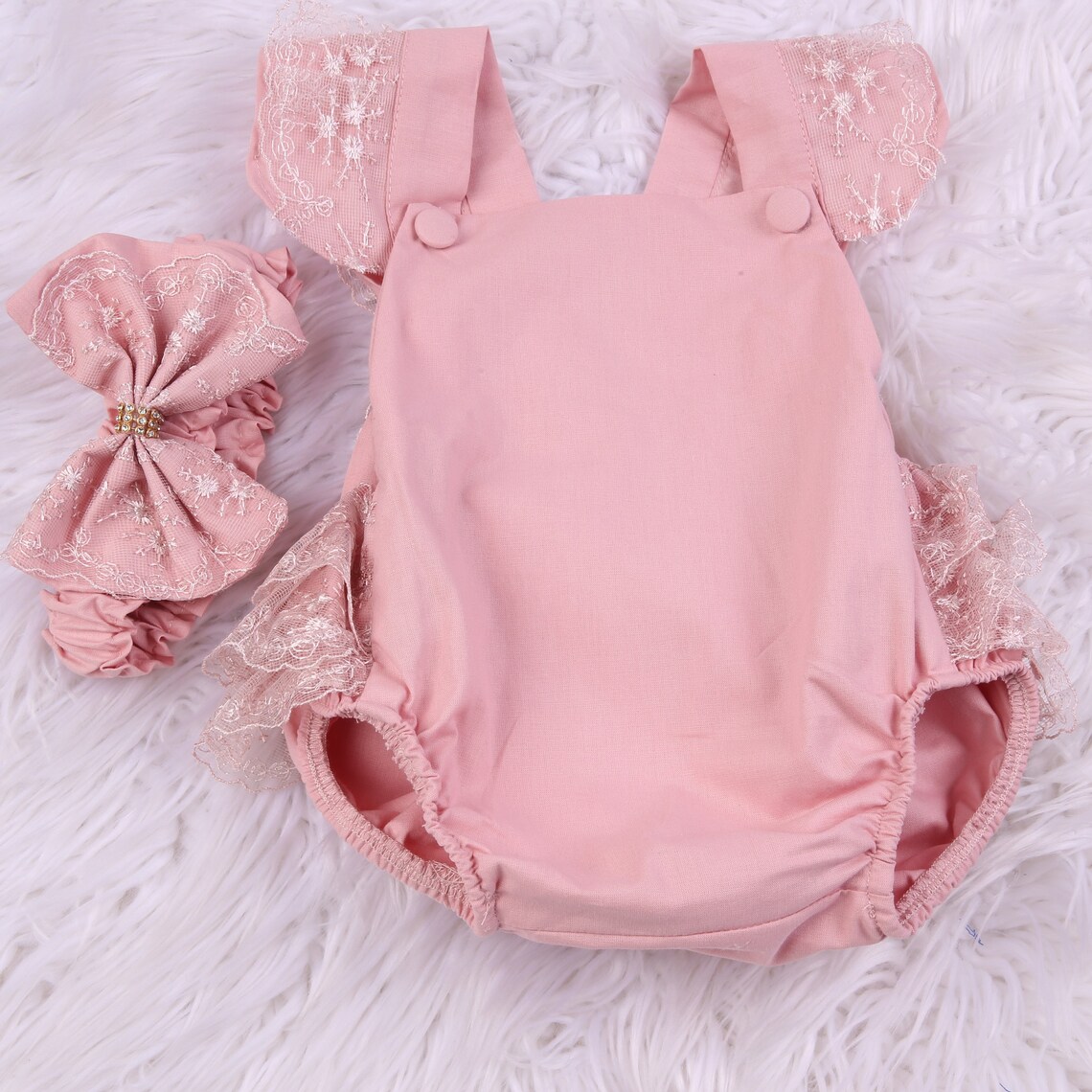Pink Pocket Style Baby Girl Romper