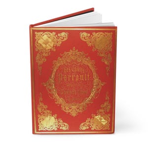 Perrault&#39;s Fairytales, first edition reproduction LARGER journal - LINED notebook - Cinderella, Red Riding Hood, vintage, gilded; 5.75&quot;x8&quot;