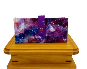 Galaxy Print Nebula Wallet, Space print Long Wallet Clutch, Fentes pour cartes, Fermeture à glissière, Argent, Portefeuille végétalien, Cadeau de Noël pour femmes, Portefeuille pour femmes