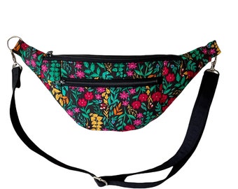 Bright Floral Print Fanny Pack for Women, Minimalist Bag, Belt Bag, Hip Bag, Cross Body Bag, Bum Bag, Gifts for Women, Gifts for Teens