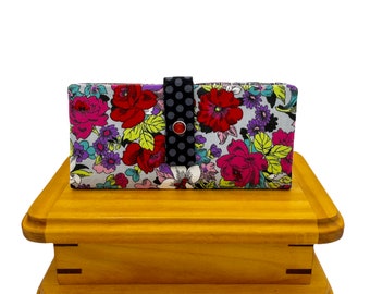 Portefeuille floral coloré, Pochette de portefeuille longue, Fentes pour cartes, Fermeture à glissière, Argent, Portefeuille végétalien, Cadeau de Noël pour femmes, Portefeuille pour femmes