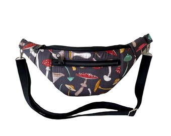 Mushroom Print Fanny Pack pour femmes, Sac minimaliste, Sac ceinture, Sac à hanches, Sac à bandoulière, Sac à dos, Cadeaux pour femmes, Cadeaux pour adolescents