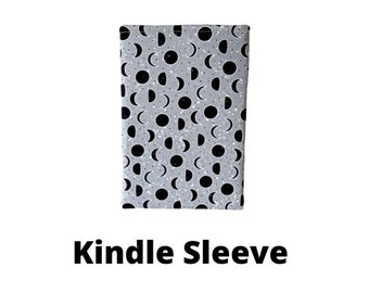 Moon Phases Kindle Paperwhite Sleeve, Padded Kindle Case, E-Reader Sleeve, Soft Padded Kindle Case, Gifts for Book Lovers Readers