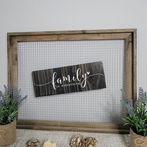 Vintage-Inspired Chicken Wire Frame for Photo Display. Can customize vinyl if sign chosen. Can be your favorite saying, last name, initials.