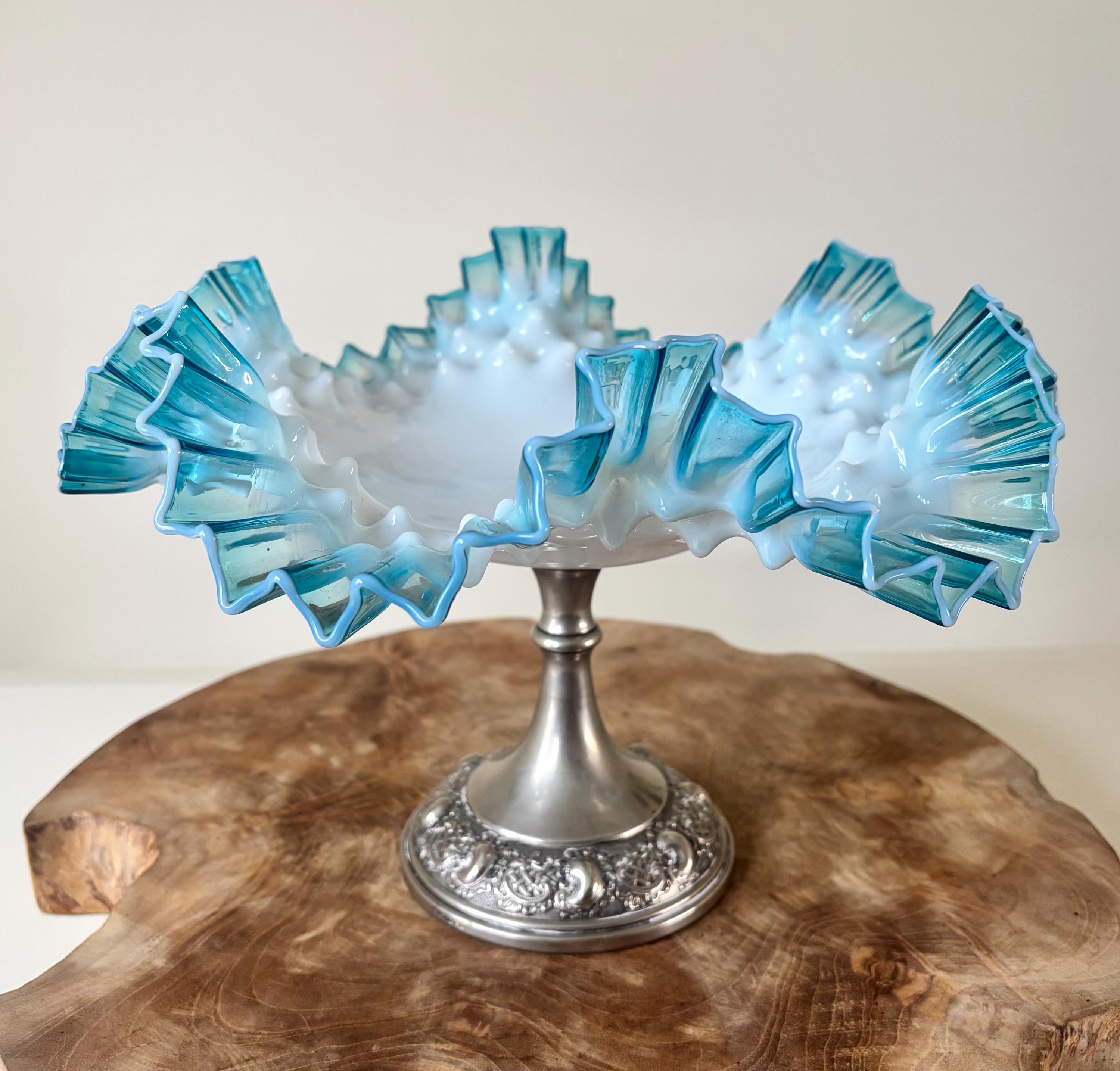 Fenton Aqua Crest Bowl - Etsy
