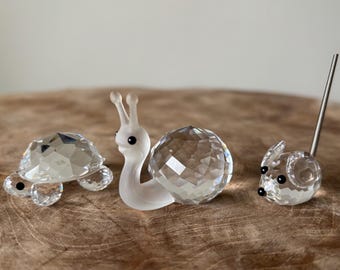 Preciosa figura vintage auténtica de ratón, caracol o tortuga. Figura decorativa de cristal, escultura artística. Logotipo auténtico grabado en la base.