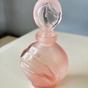 Vintage Pale Pink Clear & Cloudy Glass Perfume Scent Parfum Cologne Bottle