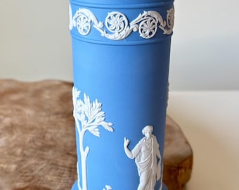 ウェッジウッド ブルー ジャスパーウェア 花瓶＆ピン皿：キューピッド