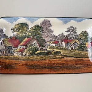 Seltene schöne Vintage Royal Doulton Countryside Rechteck Sandwich Tablett Teller, hergestellt in England. Exzellenter Zustand.