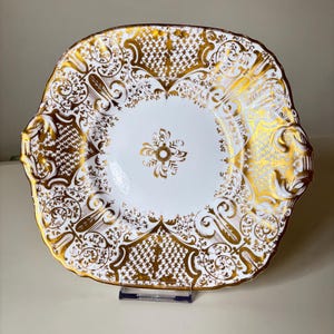 Stunning Rare Antique c1840  Rococo Revival Style Heavy Gold Gilt Plate With Embossed Anchor Mark, Made In England