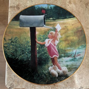 Zeldzame vintage 1993 Limited Edition Donald Zolan &#39;Letter To Grandma&#39; The World Of Zolan Bordencollectie nr. 0014A Decoratief bord