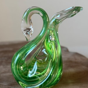 緑色のスワンモチーフグラス Green Glass Swan - Etsy